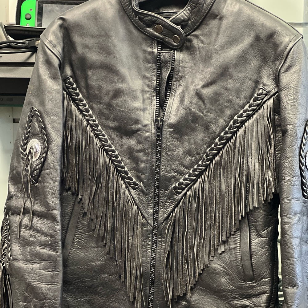 Motorcycle leather jacket unik size large